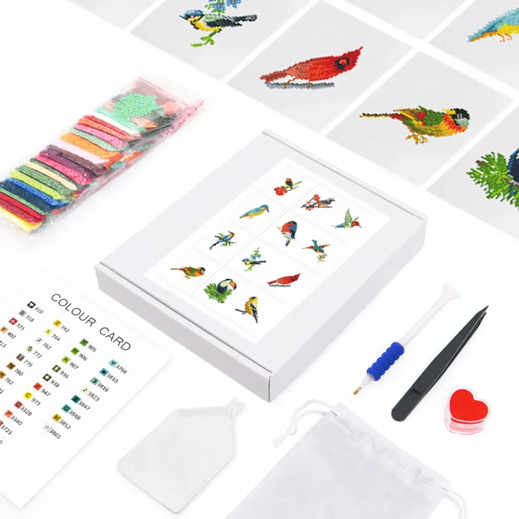 Birds Mini Diamond Painting Set (12 pieces)