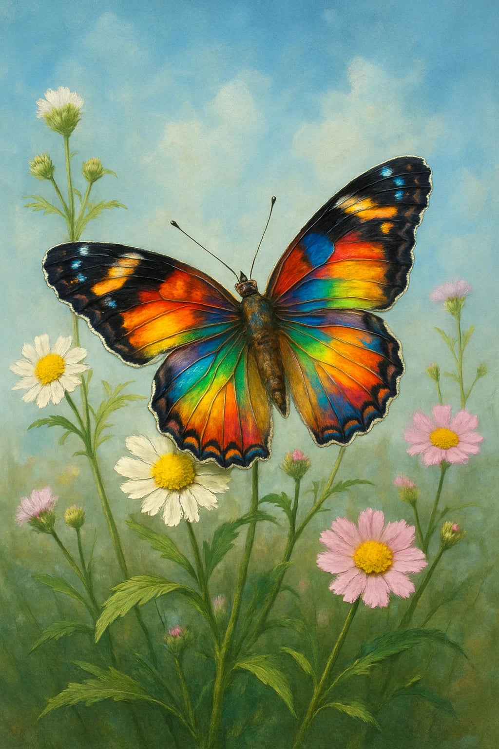 Butterfly in a Field of Flowers