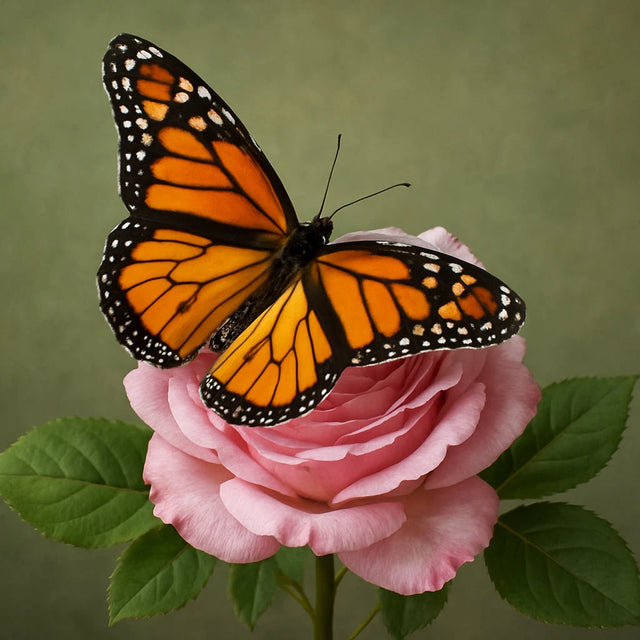 Butterfly on rose