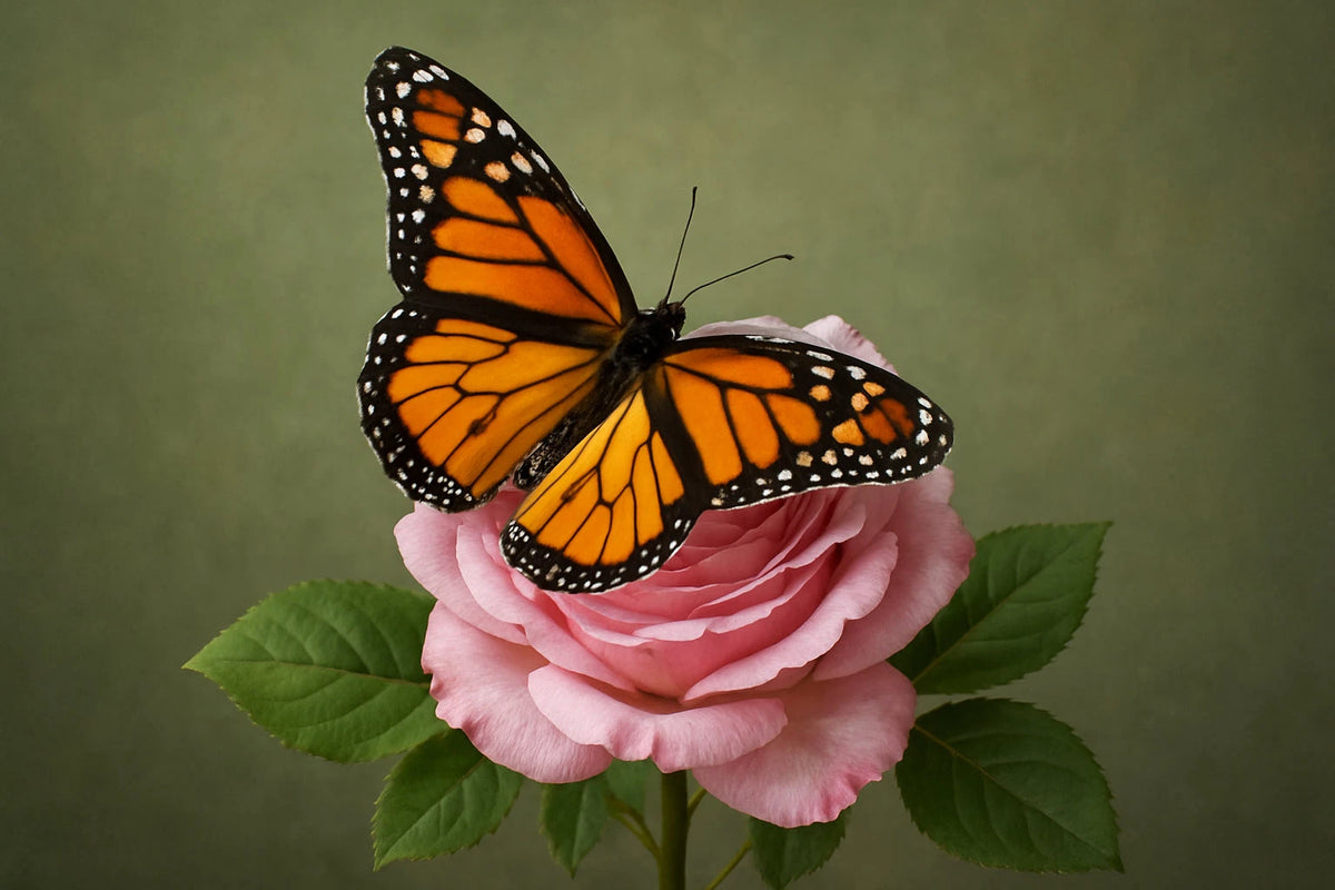 Butterfly on rose