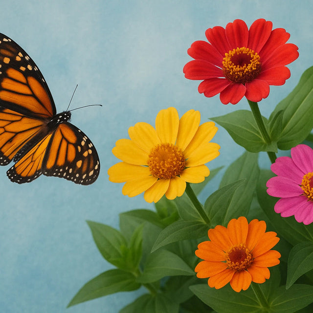 Butterfly by a field of flowers