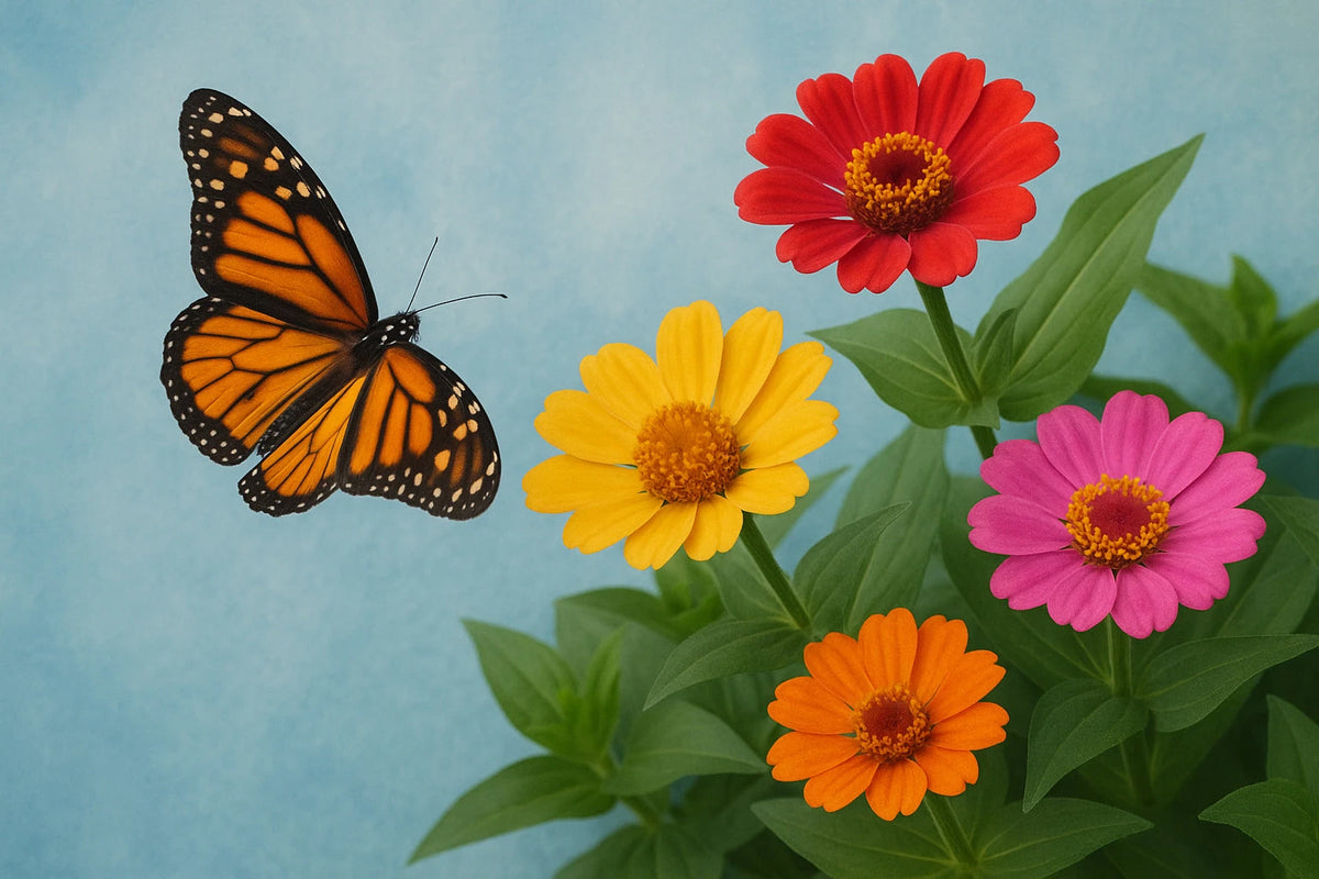 Butterfly by a field of flowers