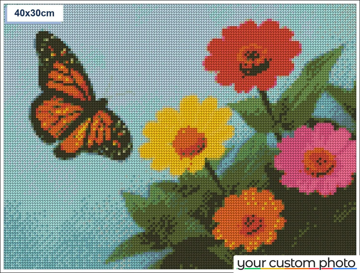 Butterfly by a field of flowers