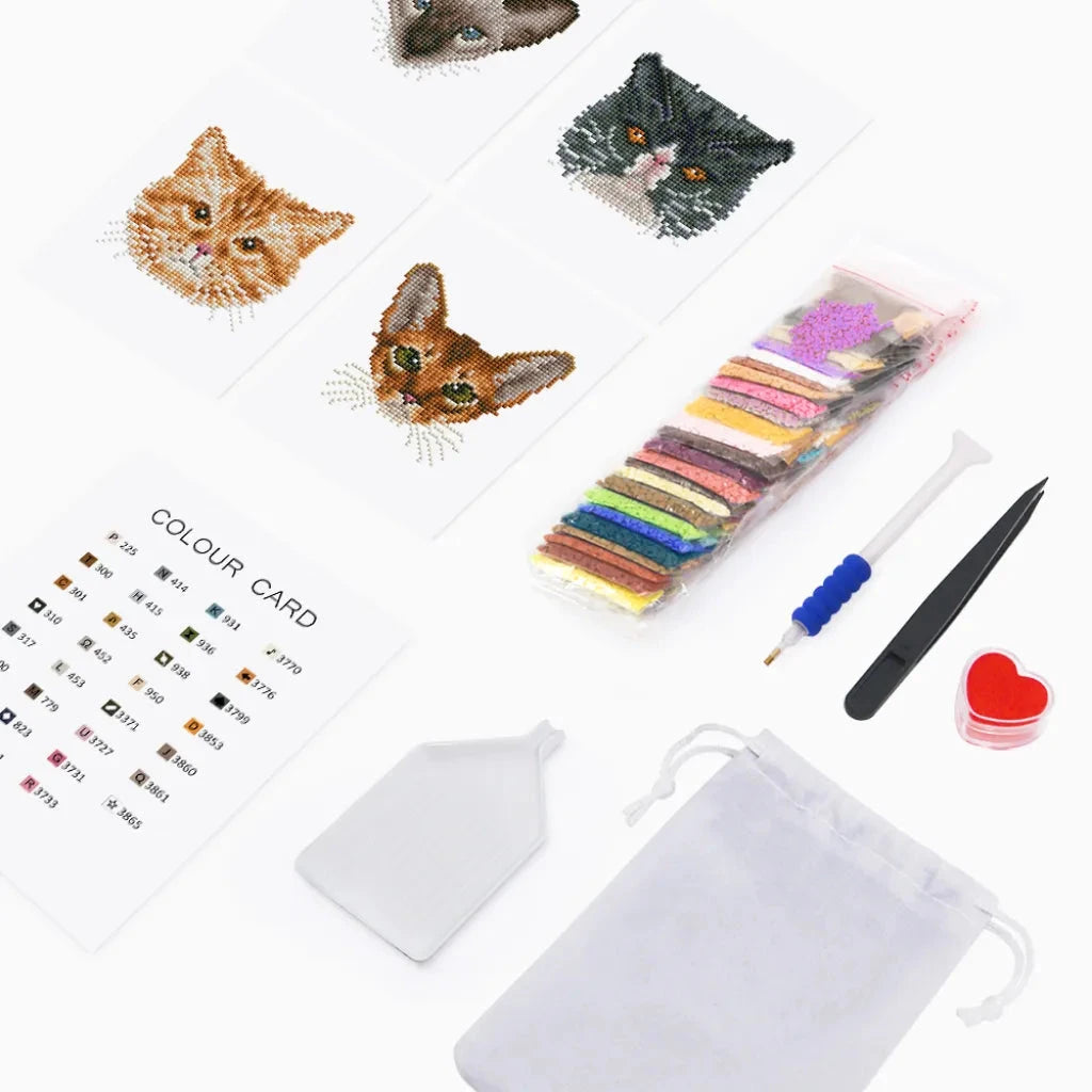 Cats Mini Diamond Painting Set (4 pieces)