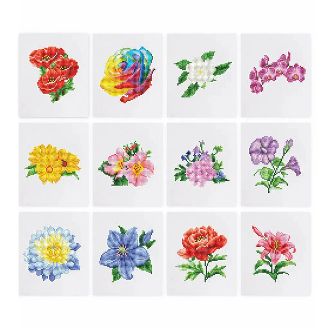 Flowers Mini Diamond Painting - Colorful Vibes Set (12 Pieces)