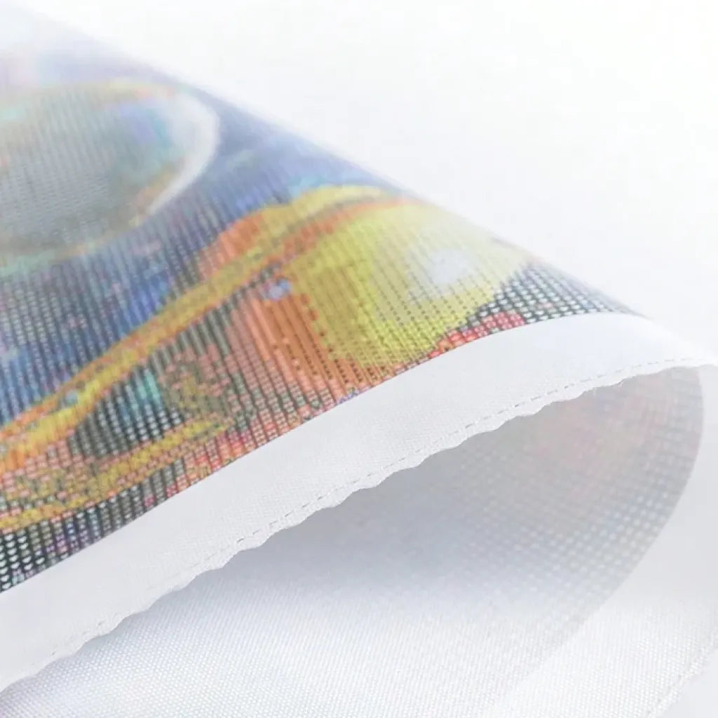 Detail of a custom diamond art canvas with placed drills