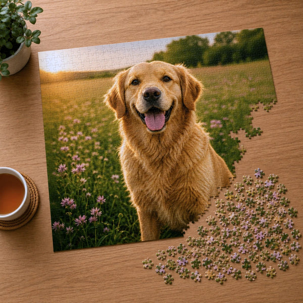 Custom jigsaw puzzle printed from a personal photo, finished and ready to frame