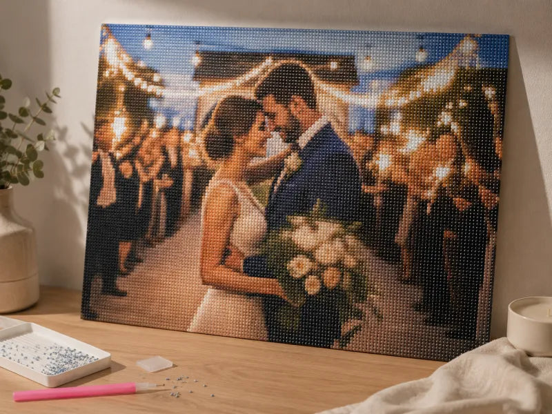 Custom diamond painting kit wrapped as a gift