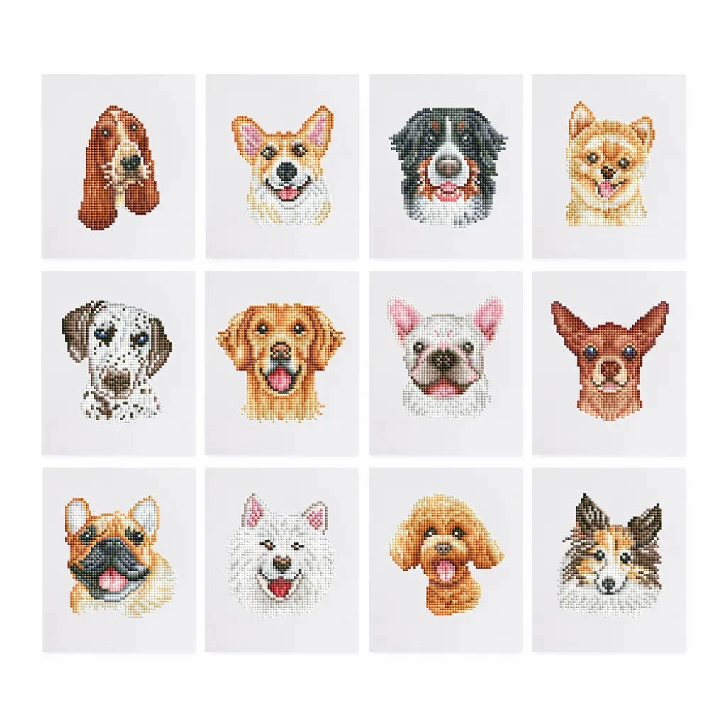 Dogs Mini Diamond Painting set (12 pieces)