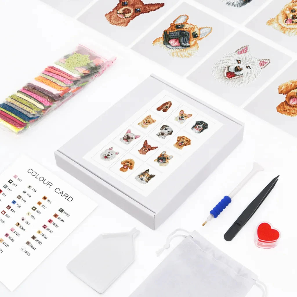 Dogs Mini Diamond Painting set (12 pieces)