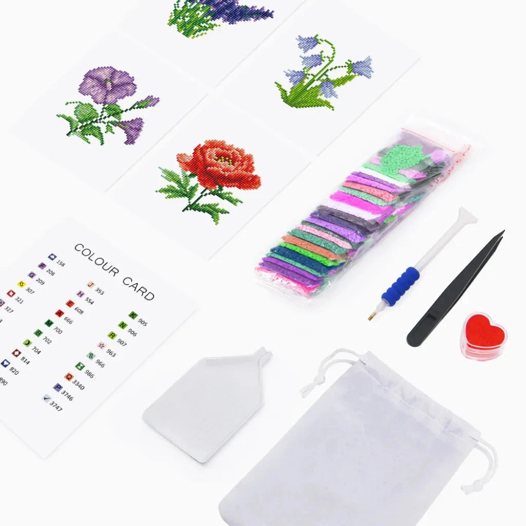Flowers Mini Diamond Painting set (4 pieces)