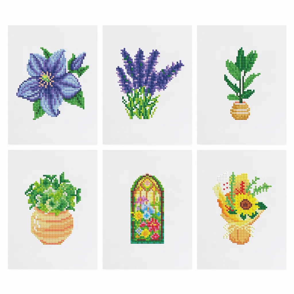 Mixed Flowers and Plants Mini Diamond Painting Set (6 pieces)