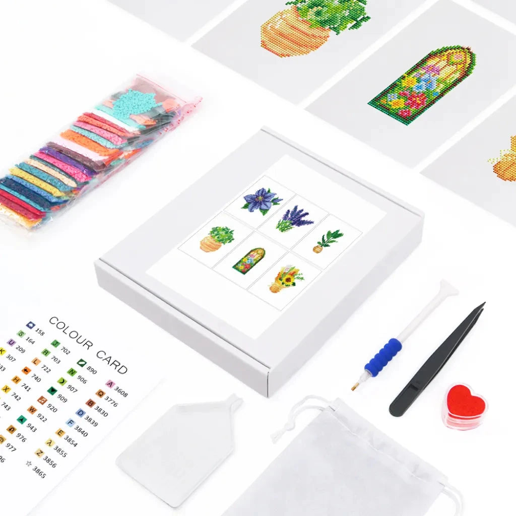 Mixed Flowers and Plants Mini Diamond Painting Set (6 pieces)