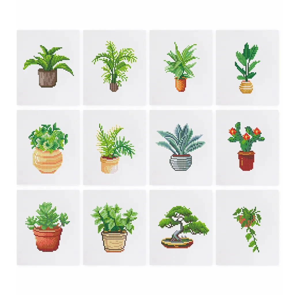 Houseplants Mini Diamond Painting Set (12 pieces)