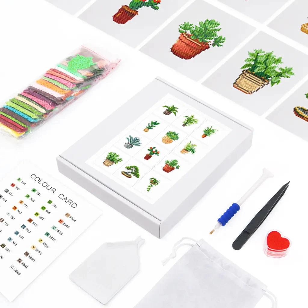 Houseplants Mini Diamond Painting Set (12 pieces)