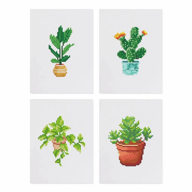 Houseplants Mini Diamond Painting Set (4 pieces)