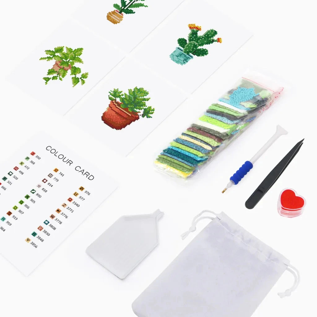 Houseplants Mini Diamond Painting Set (4 pieces)