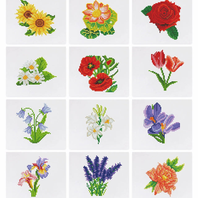 Flowers Mini Diamond Painting - Naturally Beautiful (12 Pieces)