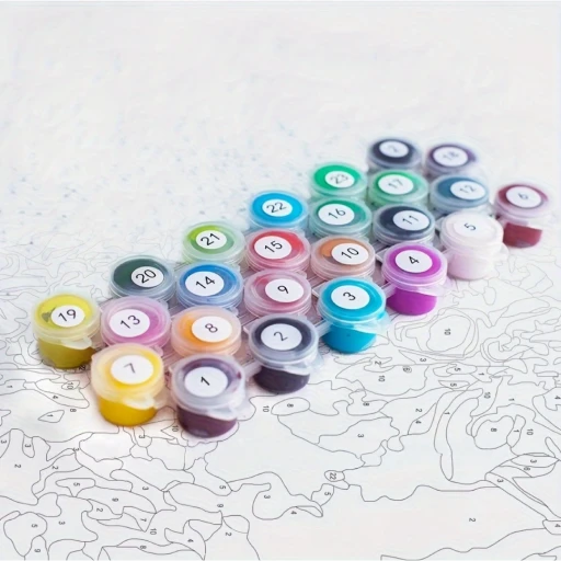 Numbered canvas sections with matching numbered paint pots