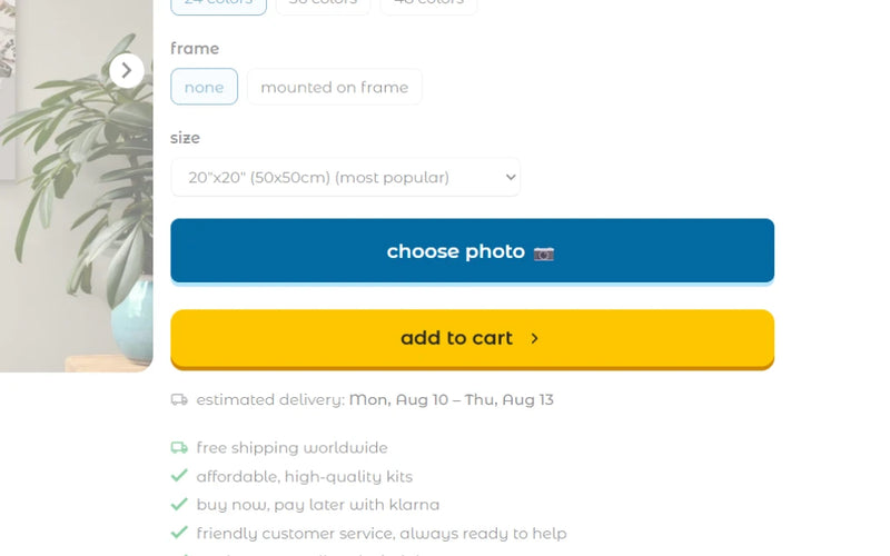 Uploading a photo to create a custom paint by numbers kit