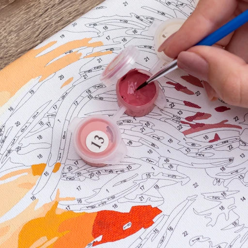 Filling each numbered area with its matching color