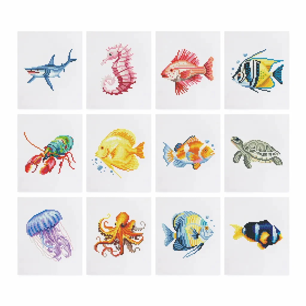 Sea Animals Mini Diamond Painting Set (12 pieces)