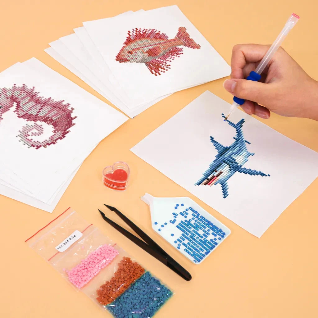 Sea Animals Mini Diamond Painting Set (12 pieces)