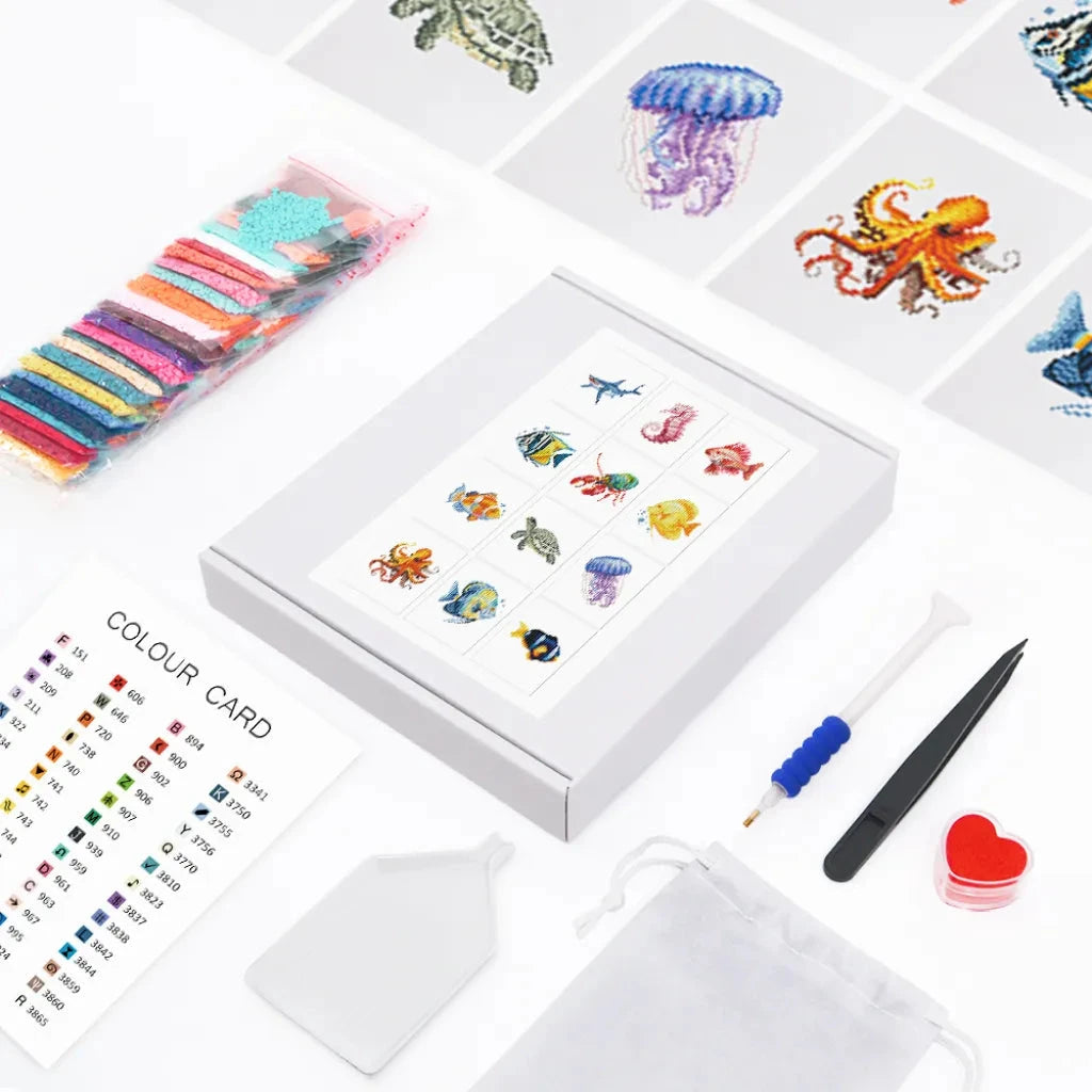 Sea Animals Mini Diamond Painting Set (12 pieces)